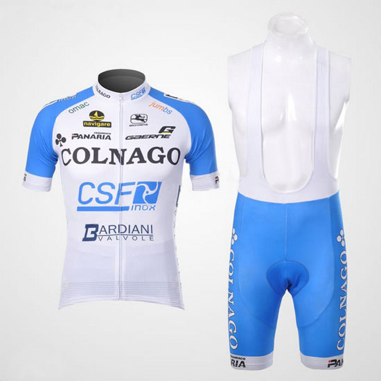 2012 Maillot Colnago Tirantes Mangas Cortas celeste Y Blanco